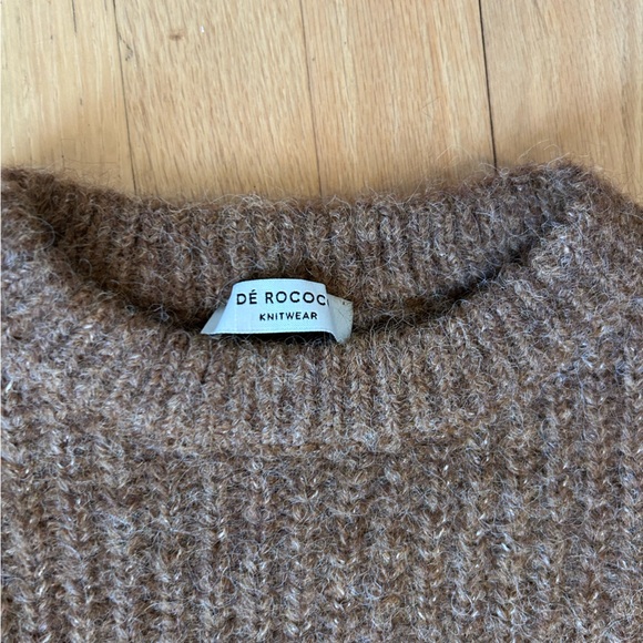 De Rocco Oversized Fuzzy Sweater, Brown, Size M - Picture 4 of 5